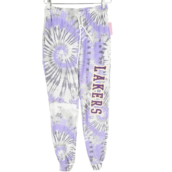 Hybrid NBA LA Lakers Tie Dye Sweatpants Joggers Size M - Picture 1 of 8